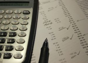 a credit rating report with a calculator