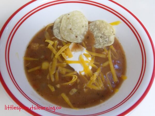 a bowl of taco soup ready to eat