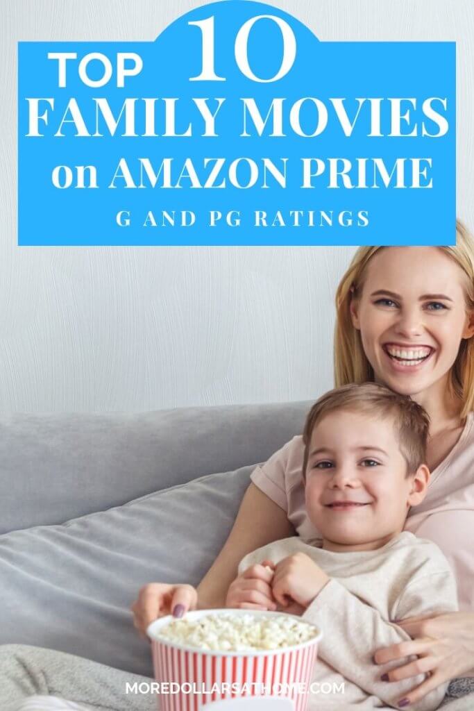 Mom and son watching a family movie on Amazon Prime
