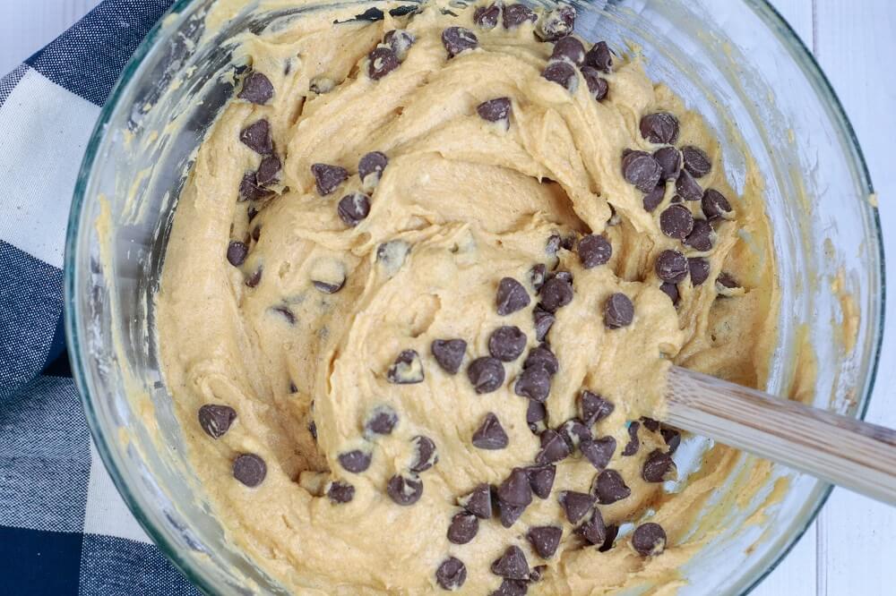 chocolate chips added to pumpkin muffin mix