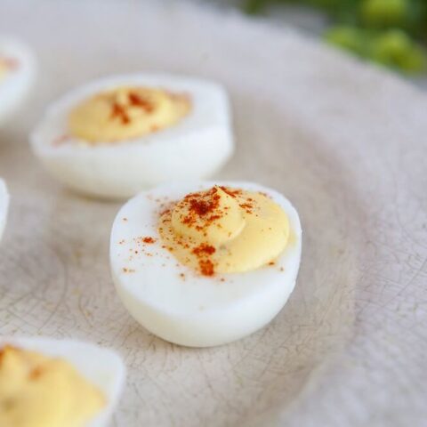 Simple Deviled Eggs on a plate