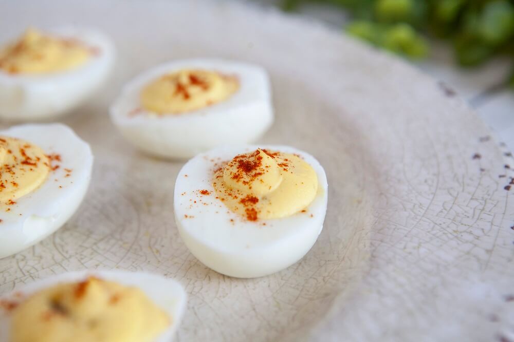 Simple Deviled Eggs on a plate