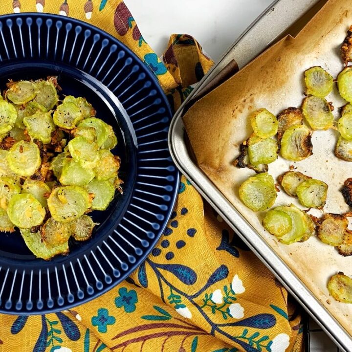 Roasted Parmesan Broccoli Stems on a serving plate
