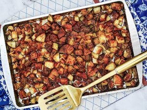 Buffalo Seasoning Roasted Potatoes on a pan