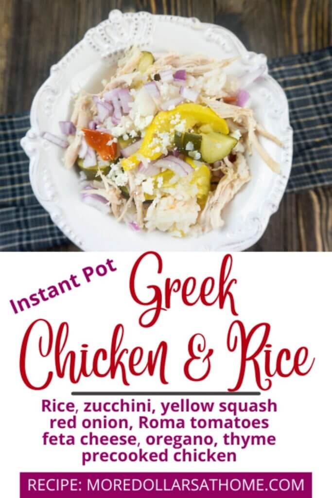 Instant Pot Greek Chicken and Rice in a rice bowl